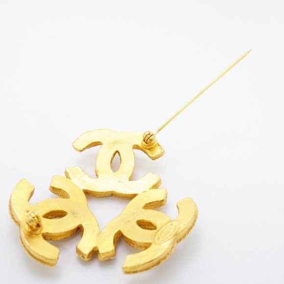 Chanel Triple Coco Brooch, GP Plated Gold, Women's - Picture 6 of 7